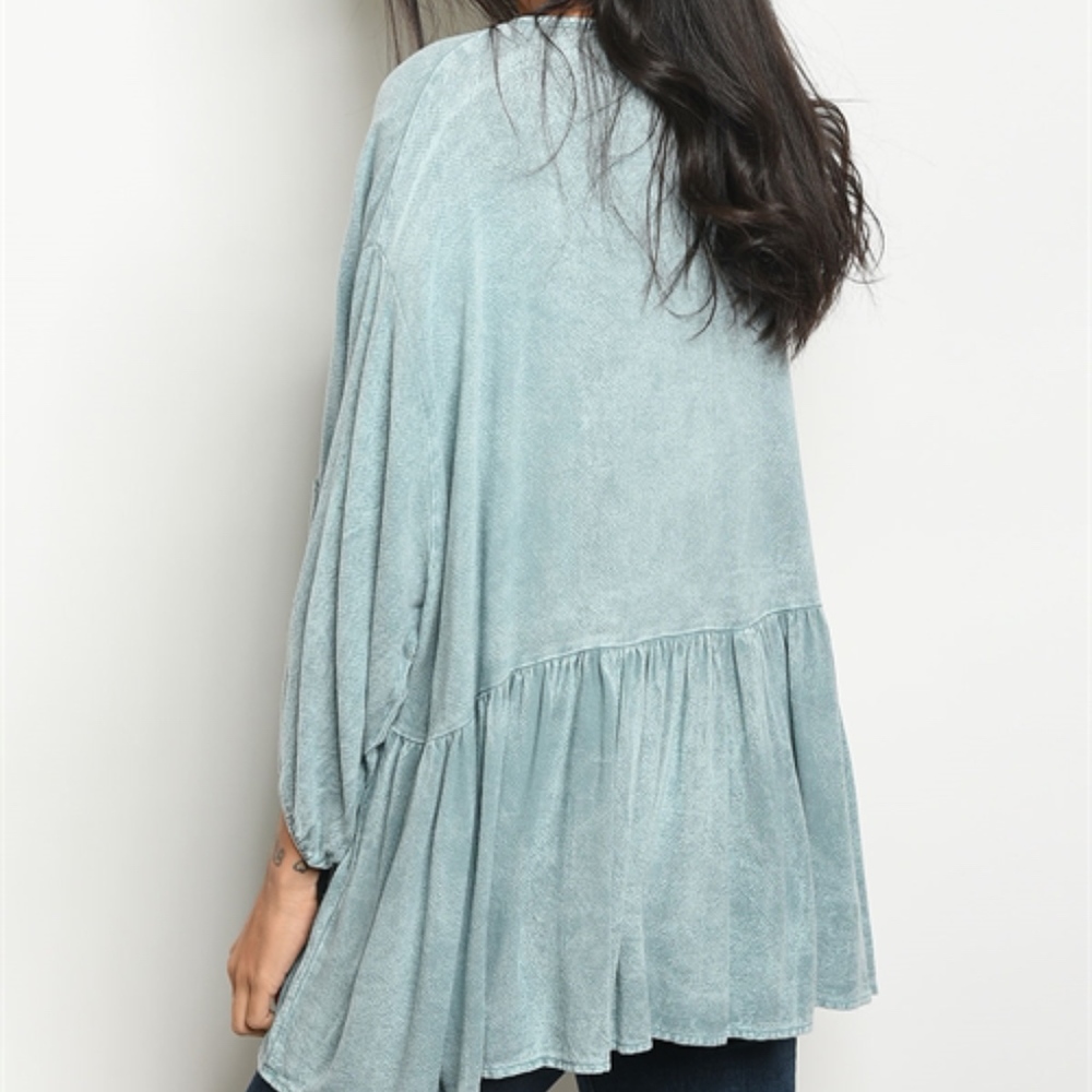 LAST 1! BOHO STYLE scoop neck babydoll tunic top. - Picture 3 of 4